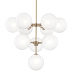 Ashleigh Chandelier, 10-Light, Aged Brass, Clear Outside, Acid Etched Inside Shade, 29.75"W (H122810-AGB 608QAT8)