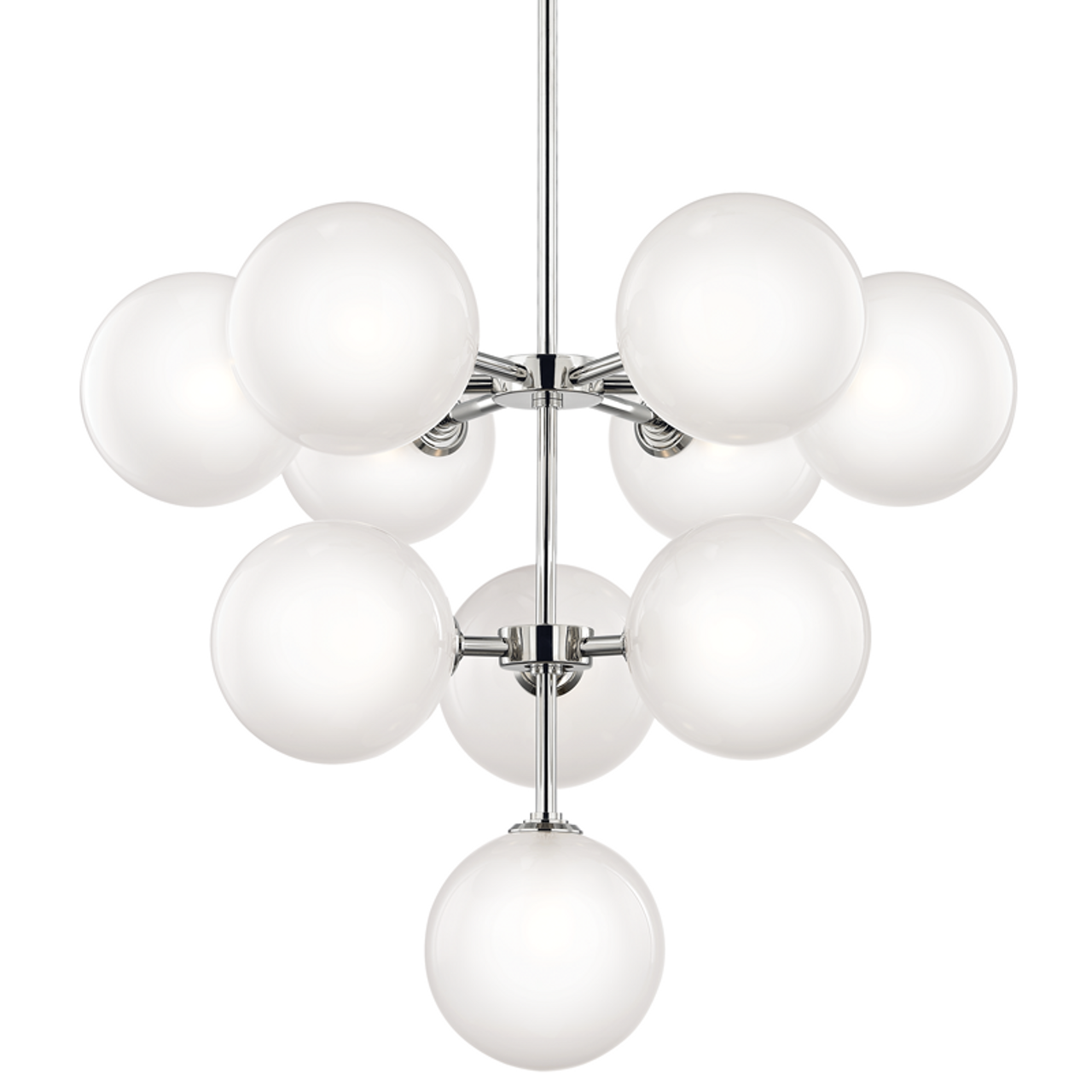 Ashleigh Chandelier, 10-Light, Polished Nickel, Clear Outside, Acid Etched Inside Shade, 29.75"W (H122810-PN 608QAT9)