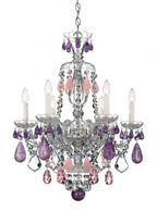 Hamilton Rock Crystal Chandelier, 6-Light, Polished Silver, Amethyst &amp; Rose Rock Crystal, 22"W (5535AM M35NP)