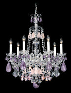 Hamilton Rock Crystal Chandelier, 7-Light, Polished Silver, Amethyst &amp; Rose Rock Crystal, 24"W (5536AM M35NT)
