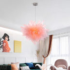 20'' Fabric Flower Design Electroplated Metal LED Modern Pendant Lights