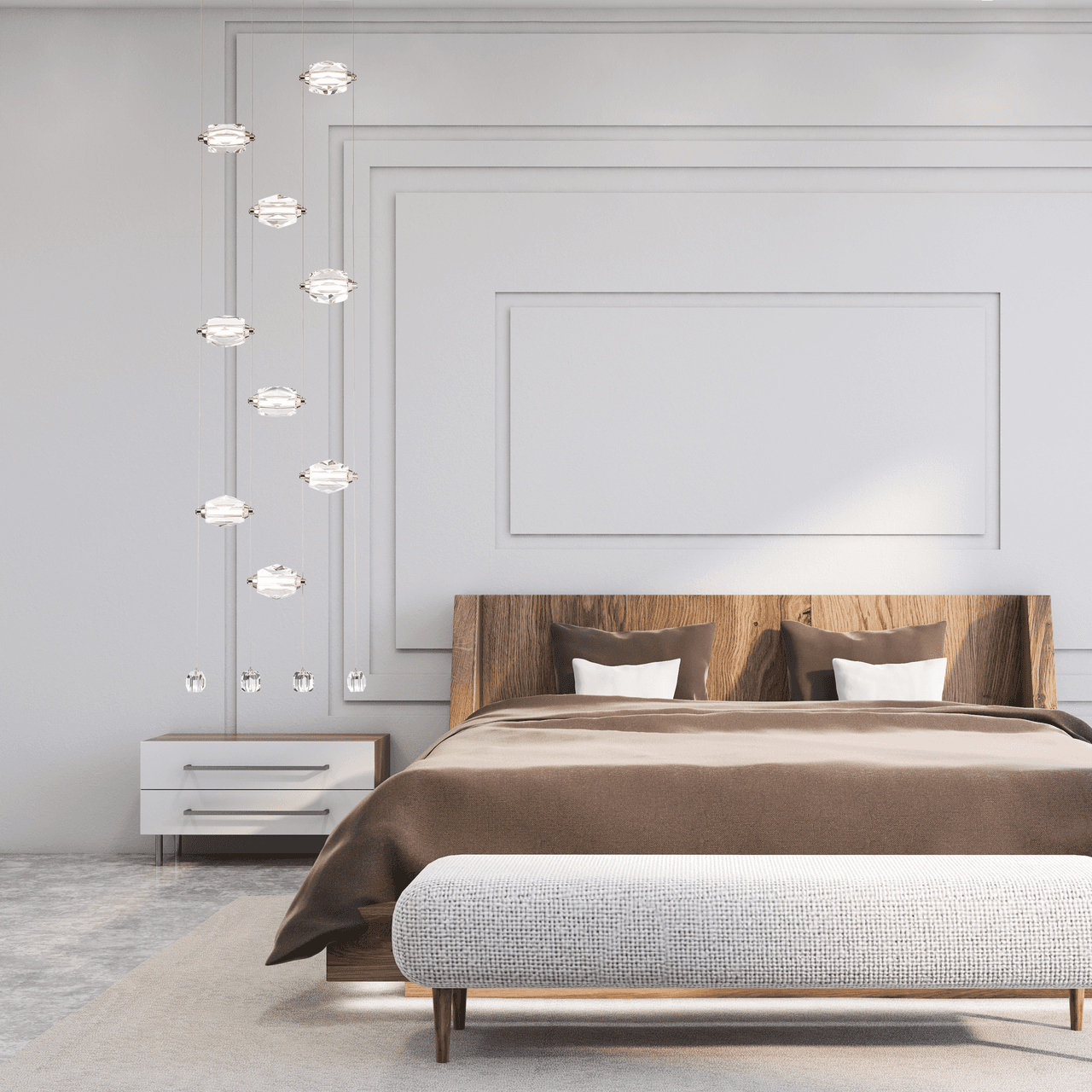 Baronet Pendant,  8 Light,  Polished Stainless Steel, Clear Optic Crystal (BN1033N-401O 1JD25A)