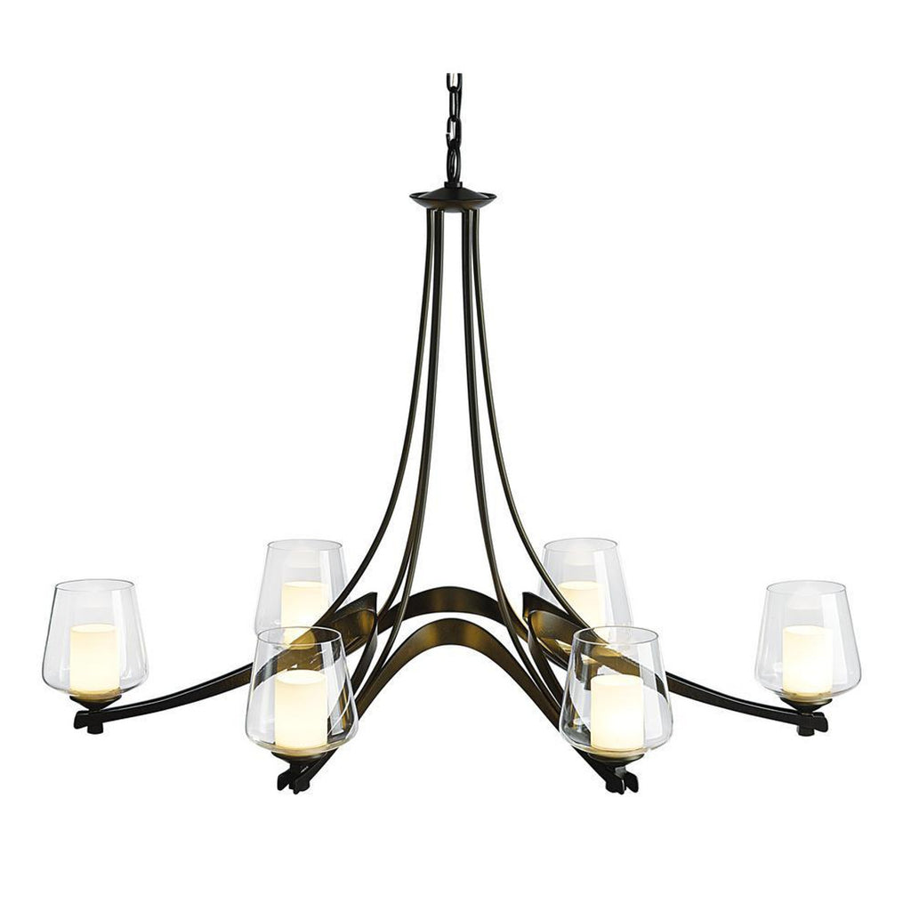 Ribbon Chandelier, 6-Lights, Oil Rubbed Bronze, Opal and Clear, 38.5"W (104116-SKT-14-ZU0291 5DL2MX)