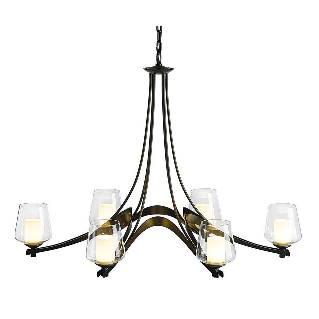 Ribbon Chandelier, 6-Lights, Oil Rubbed Bronze, Opal and Clear, 38.5"W (104116-SKT-14-ZU0291 5DL2MX)