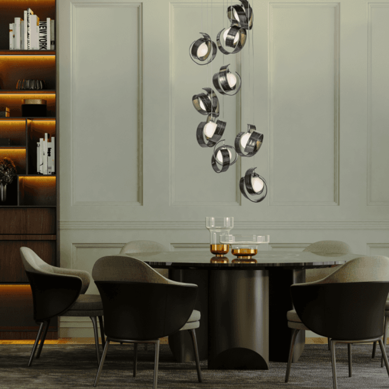Gatsby Pendant, 8-Light, Oil Rubbed Bronze, 45.3"W (105020-SKT-14-CR 5N8HLK)