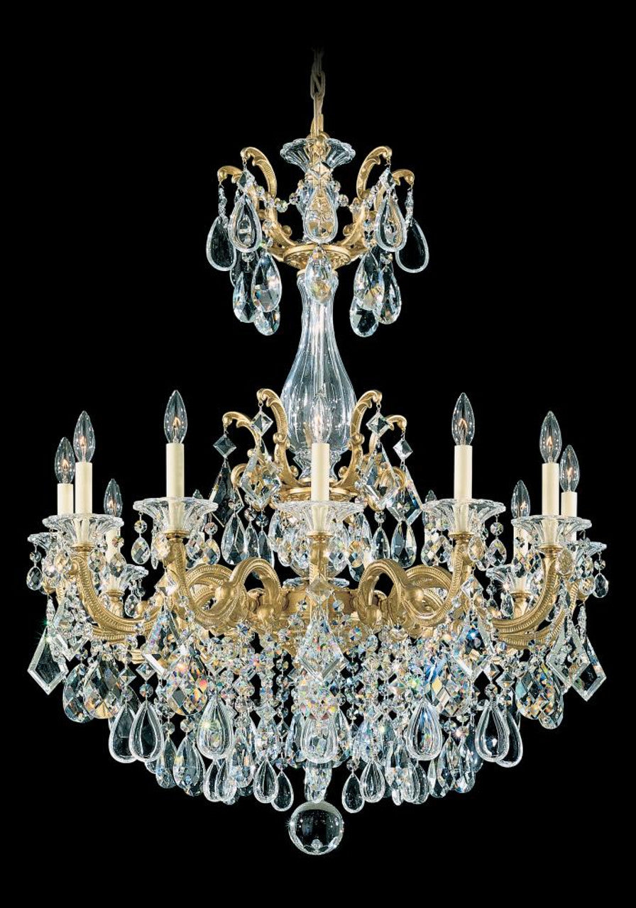 La Scala Chandelier, 12-Light, Heirloom Gold, Clear Swarovski Crystal, 33"W (5011-22S AY8P4)