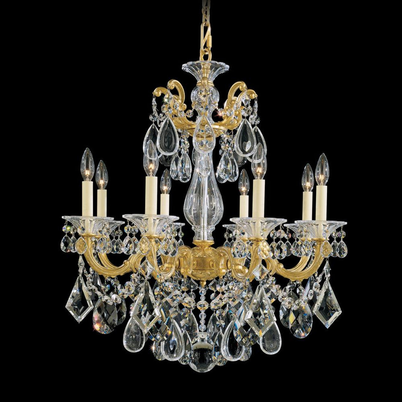 La Scala Chandelier, 8-Light, French Gold, Clear Swarovski Crystal, 25"W (5073-26S 1HZTMK)