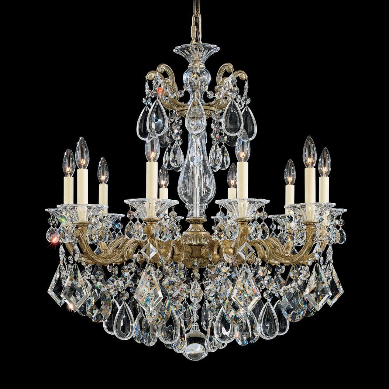 La Scala Chandelier, 10-Light, French Gold, Clear Swarovski Crystal, 28"W (5074-26S 1HZUHU)