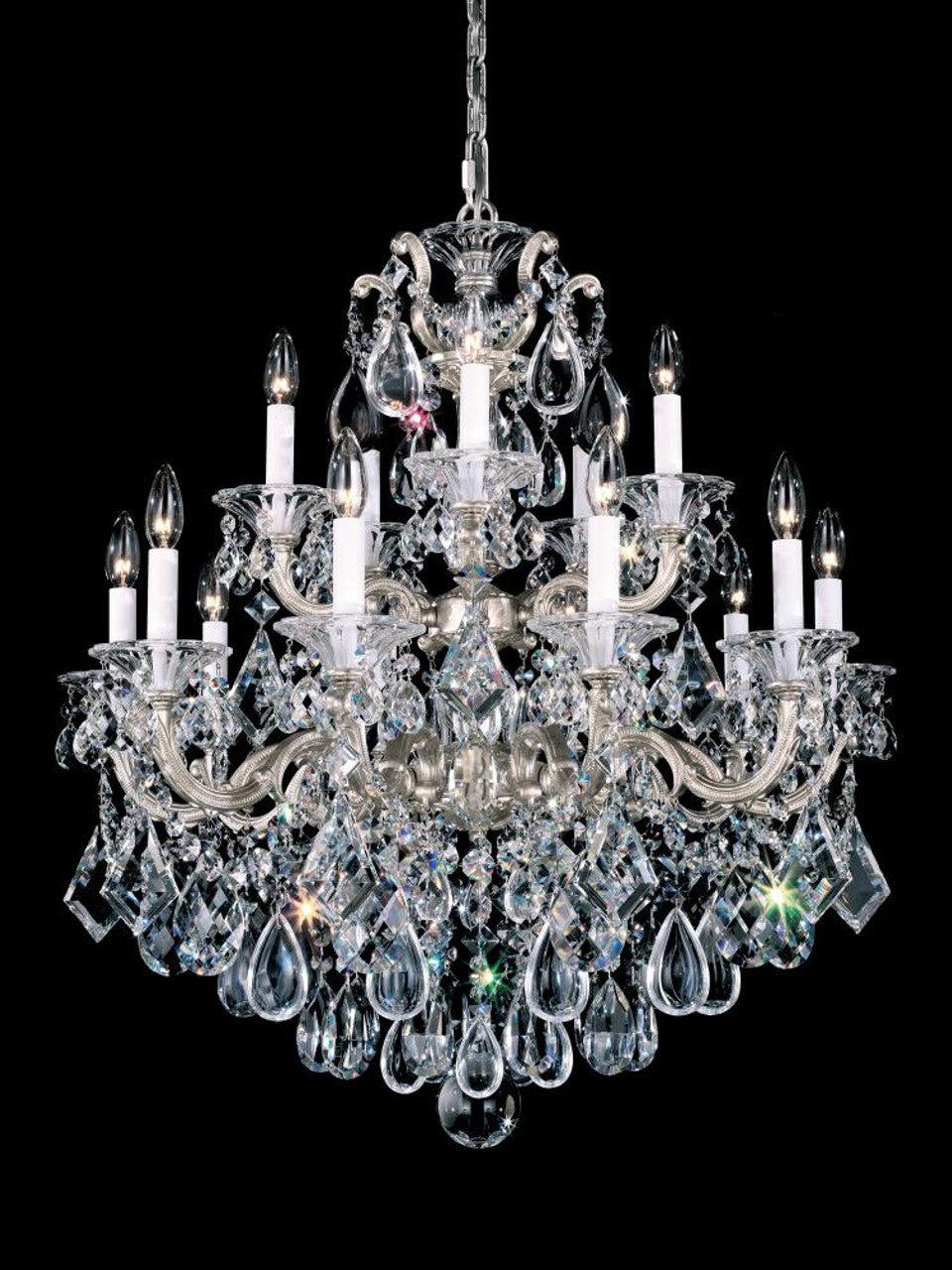 La Scala Chandelier, 15-Light, Antique Silver, Clear Heritage Crystal, 28"W (5075-48 1T5QC)