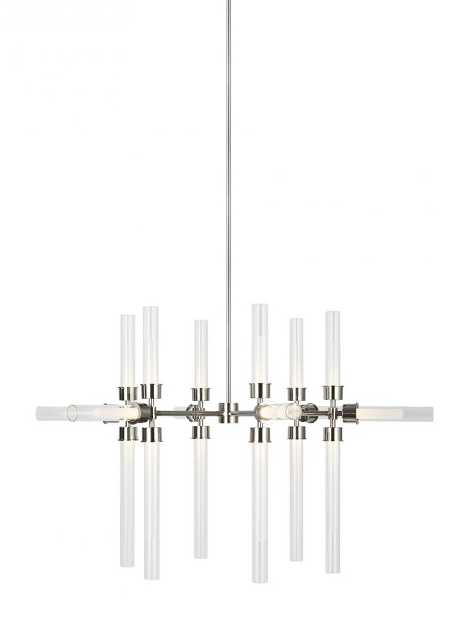 Linger Chandelier, 12-Light, LED, Nickel, Polished Nickel, 38.4"W (700LNG12N-LED930 70P9E4X)