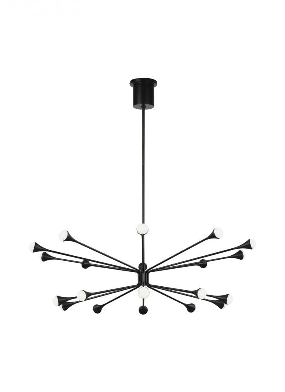Lody Chandelier, 20-Light, 2-Tier, LED, Matte Black, Acrylic, 48"W (700LDY20B-LED930 70P9E5C)