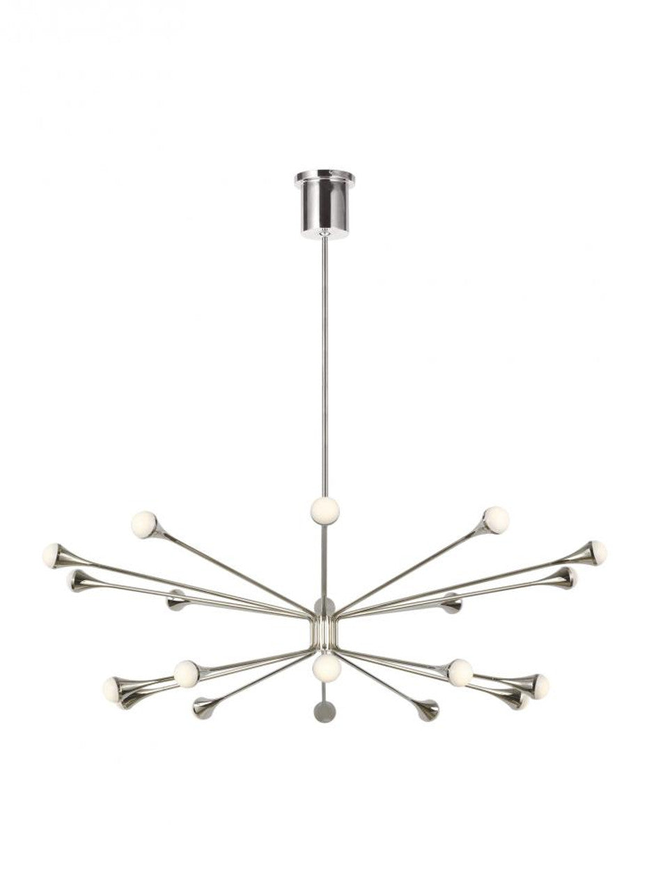 Lody Chandelier, 20-Light, 2-Tier, LED, Polished Nickel, Acrylic, 48"W (700LDY20N-LED930 70P9E5D)