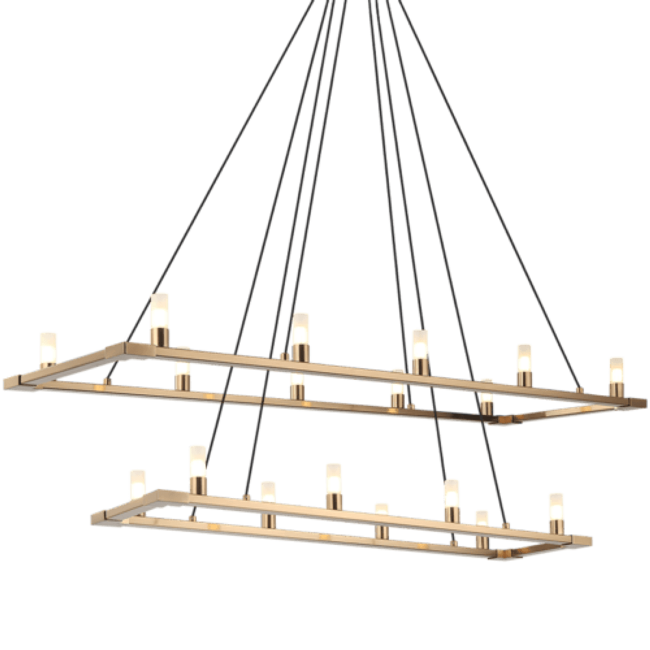 Cascadian Chandelier, 18-Light, Aged Gold Brass, Opal Glass Shade, 48"L (C75218AG 305XUVR)