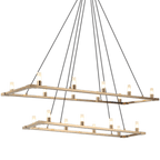 Cascadian Chandelier, 21-Light, Aged Gold Brass, Opal Glass Shade, 39.38"L (C75221AG 305XUWN)