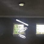 3-Ring Adjustable Circles Tiered Crystal Bling Hanging Modern Chandeliers