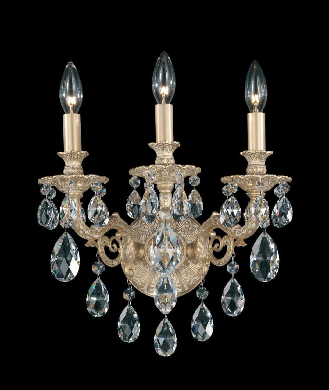 Milano Wall Sconce, 3-Light, French Gold, Clear Swarovski Crystal, 15"H (5643-26S AK12T)