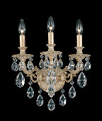 Milano Wall Sconce, 3-Light, Parchment Gold, Clear Swarovski Crystal, 15"H (5643-27S AK20C)