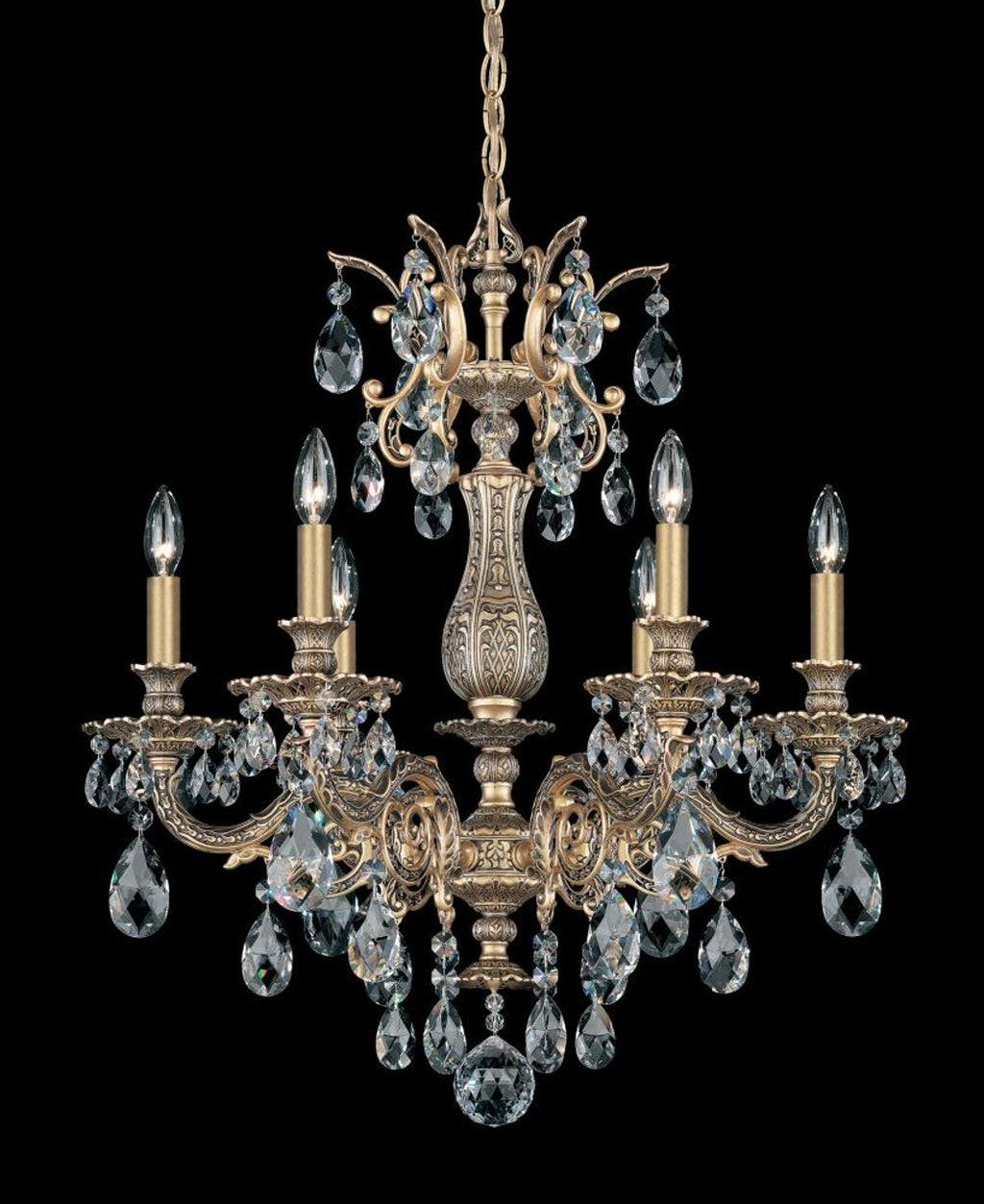 Milano Chandelier, 6-Light, Antique Silver, Clear Swarovski Crystal, 24"W (5676-48S AN0Q9)