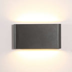 2-Light Black Modern Low Profile Exterior Porch LED Slim Outdoor Up Down Wall Light