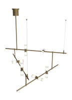 ModernRail Chandelier, 12-Light, 3-Tier, LED, Aged Brass, Frosted Glass, 48"W (700MDCHCRR 70DR3L4)