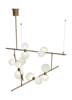 ModernRail Chandelier, 12-Light, 3-Tier, LED, Aged Brass, Frosted Glass, 48"W (700MDCHGRR 70DR3L6)