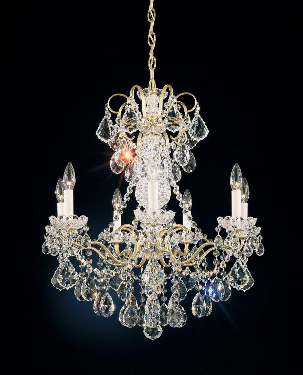 New Orleans Chandelier, 7-Light, French Gold, Clear Heritage Crystal, 24"W (3656-26H 1E4YR)