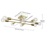 8-Light Antique Brass Vintage LED Semi Flush Mount Ceiling Light