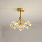 3 Globe Copper Glass Flush Mounts Semi Flush Mount Lighting LED Bedroom Ceiling Lights