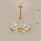 8-light LED Circular Glass Copper Nordic Chandelier Pendant Lighting