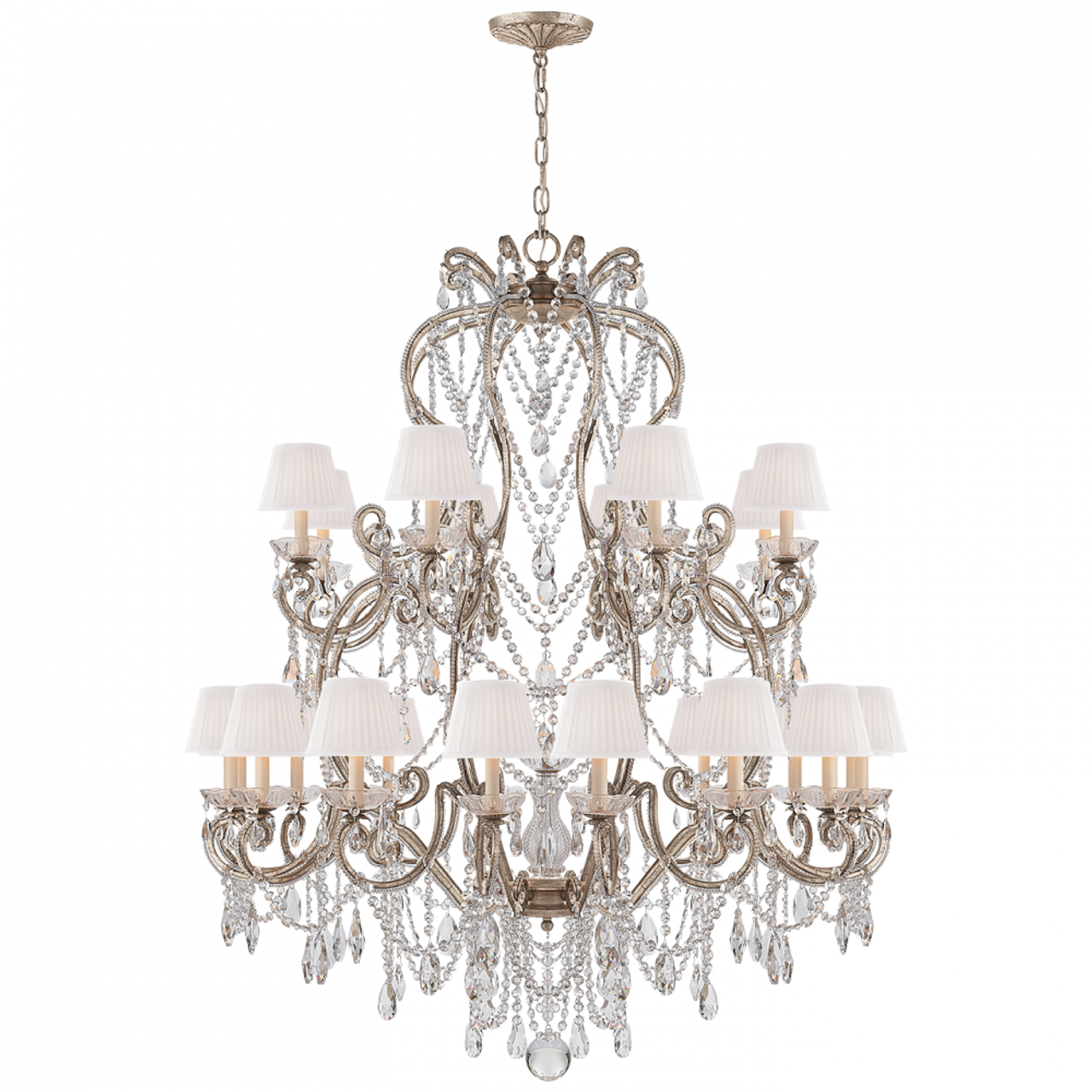 Adrianna Large Chandelier - Antique Silver Leaf