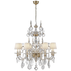 Riley Large Two Tier Chandelier - Natural Brass and Navy Leather