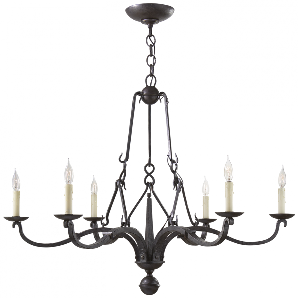 Riley Medium Ring Chandelier - Natural Brass and Saddle Leather