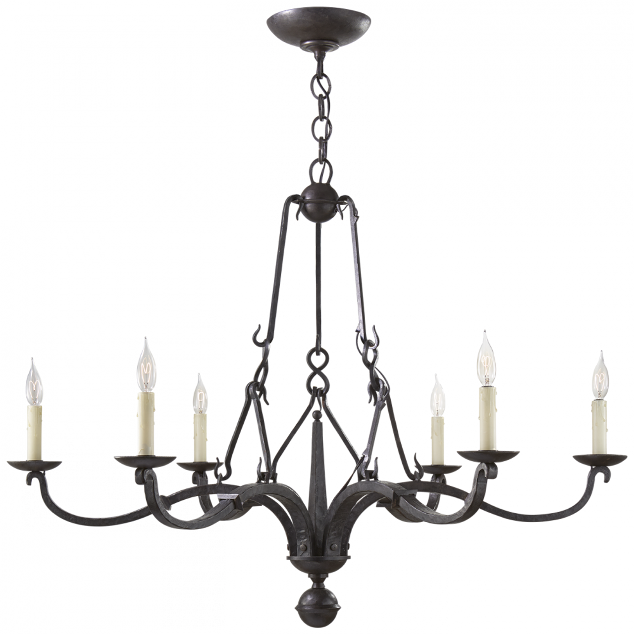 Riley Medium Ring Chandelier - Natural Brass and Saddle Leather