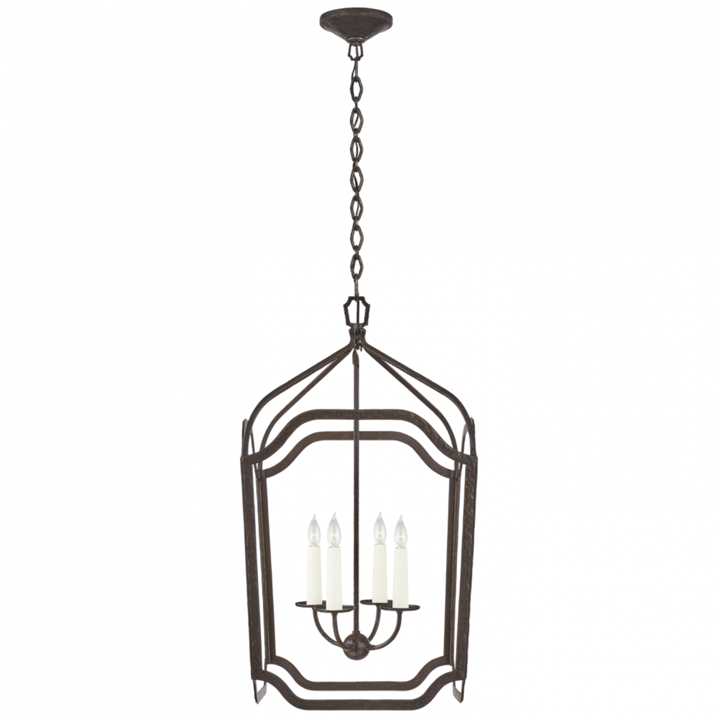 Michaela Large Chandelier - Aged Iron and Alabaster