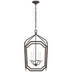 Michaela Large Chandelier - Aged Iron and Alabaster