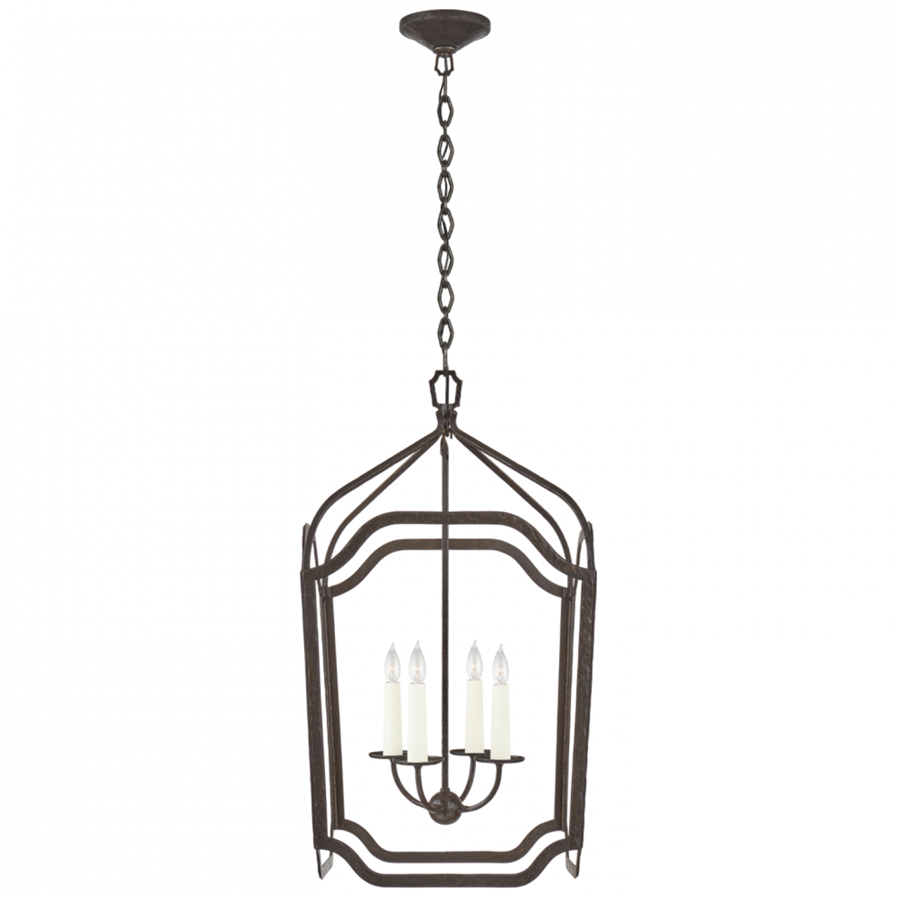 Michaela Large Chandelier - Aged Iron and Alabaster