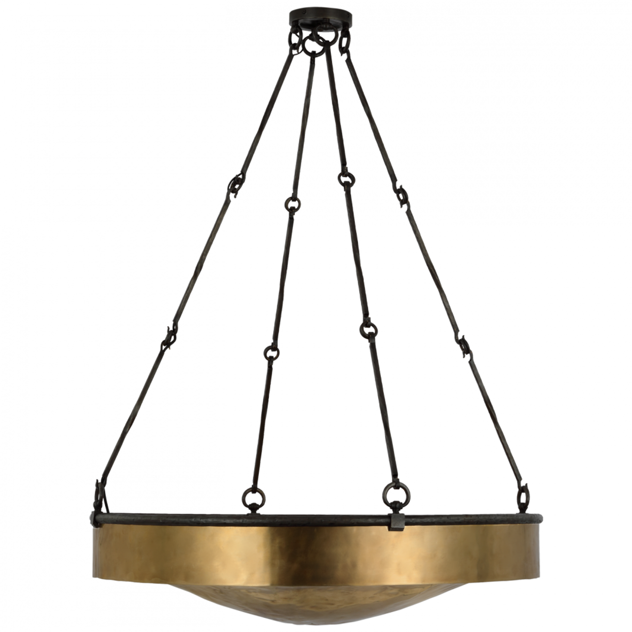 Ancram Large Uplight Chandelier - Natural Brass and Aged Iron