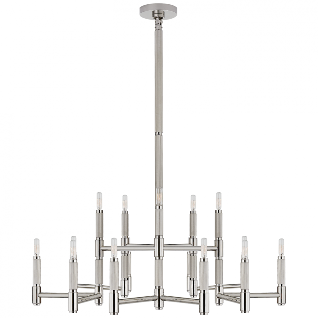 Barrett Large Knurled Chandelier - Polished Nickel