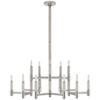 Barrett Large Knurled Chandelier - Polished Nickel