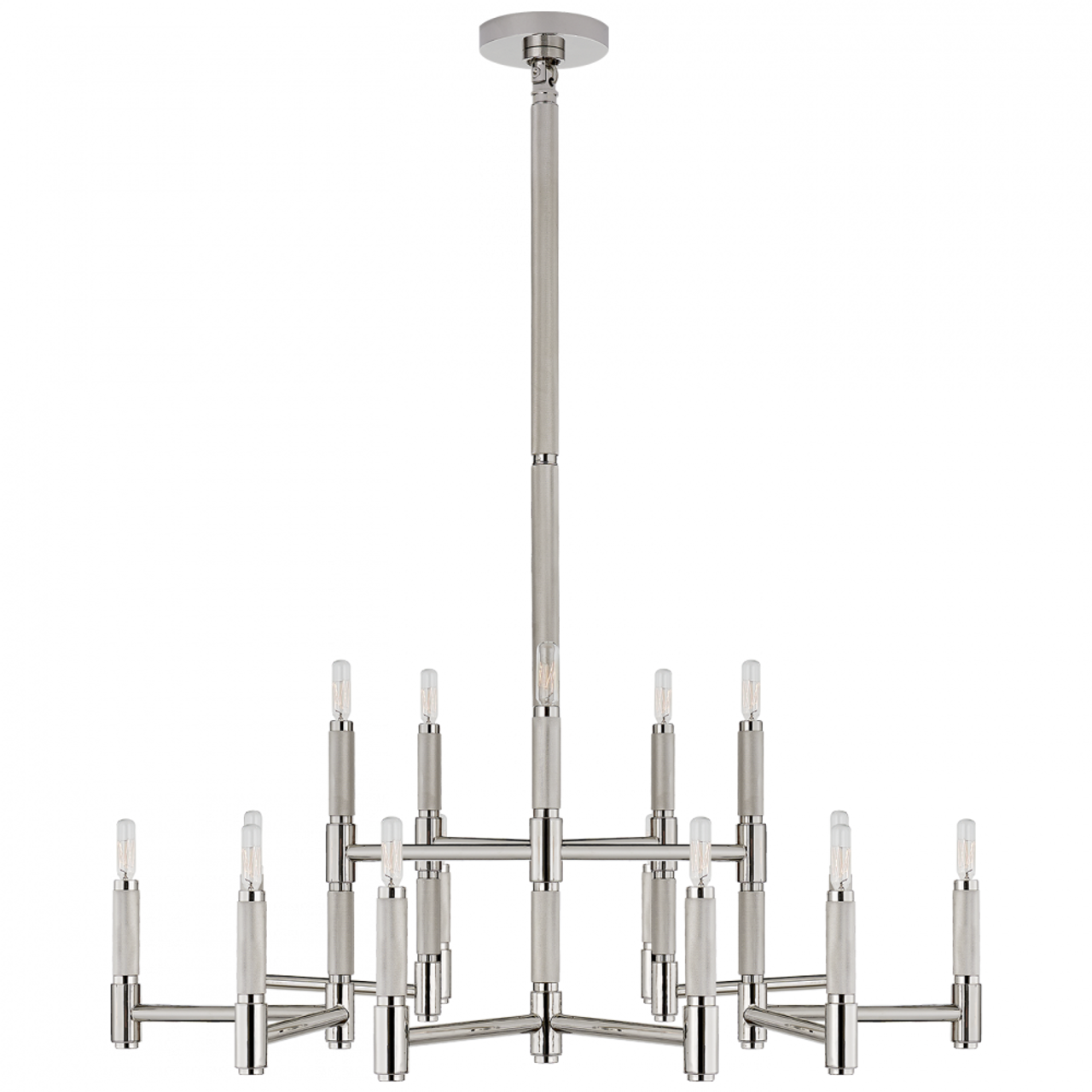 Barrett Large Knurled Chandelier - Polished Nickel