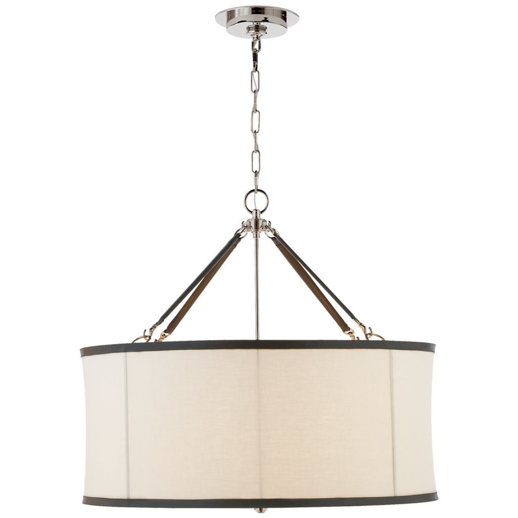Cody Medium Hanging Shade - Polished Nickel with Chocolate Leather