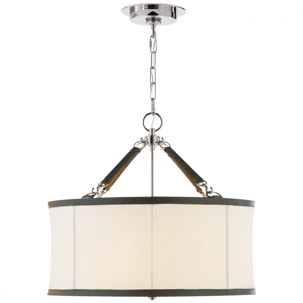 Cody Medium Hanging Shade - Polished Nickel with Chocolate Leather