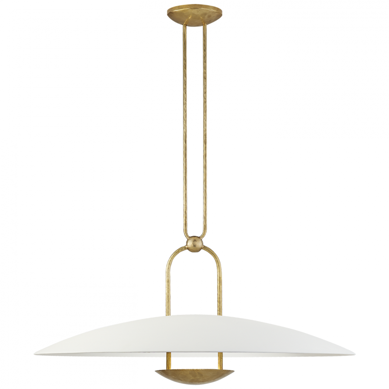 Karlie Large Hanging Shade Pendant - Natural Brass and Saddle Leather