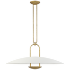 Karlie Large Hanging Shade - Polished Nickel and Chocolate Leather