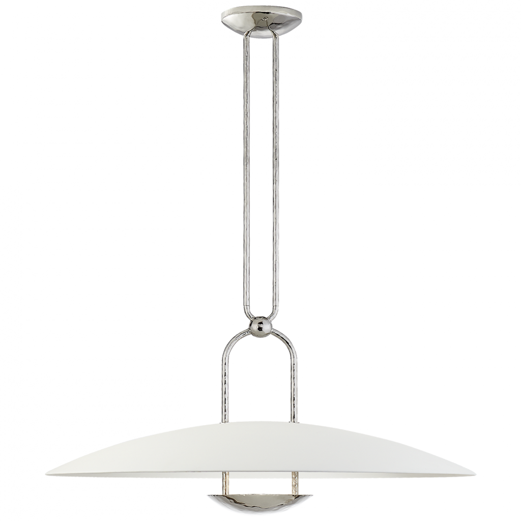 Karlie Large Hanging Shade Pendant - Natural Brass and Saddle Leather