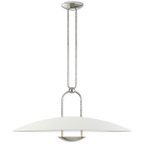 Karlie Large Hanging Shade Pendant - Natural Brass and Saddle Leather