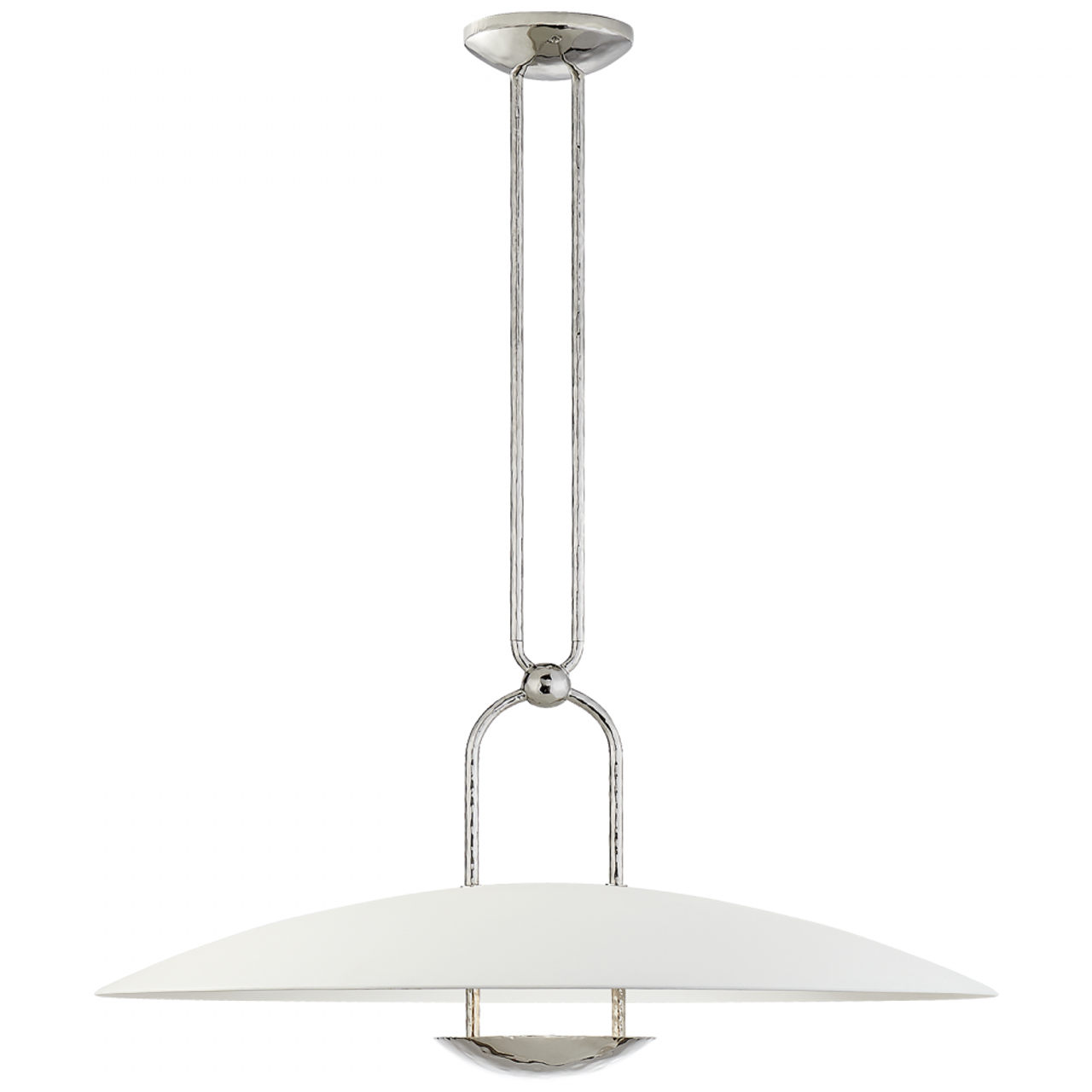 Karlie Large Hanging Shade Pendant - Natural Brass and Saddle Leather