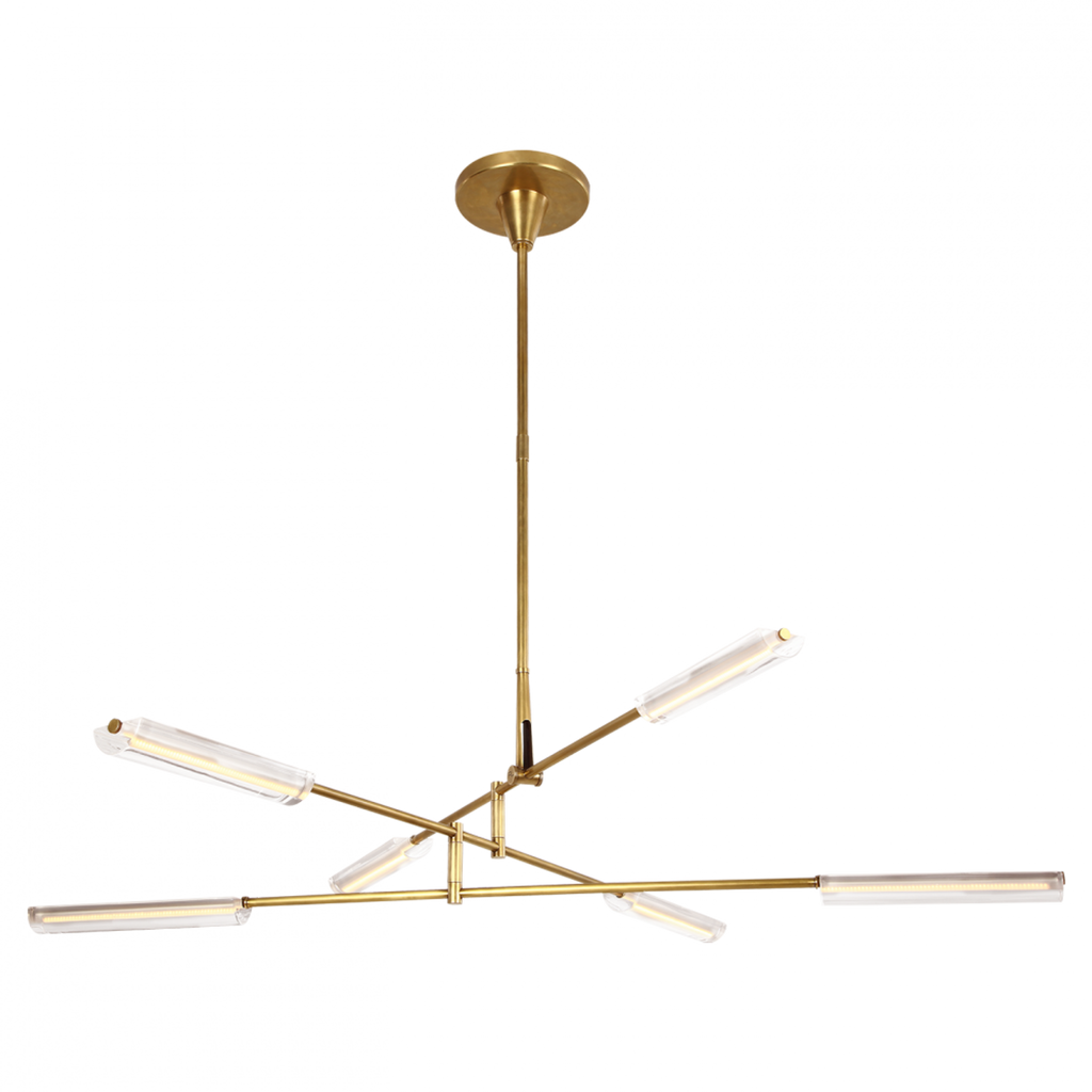 Barrett Large Knurled Chandelier - Polished Nickel