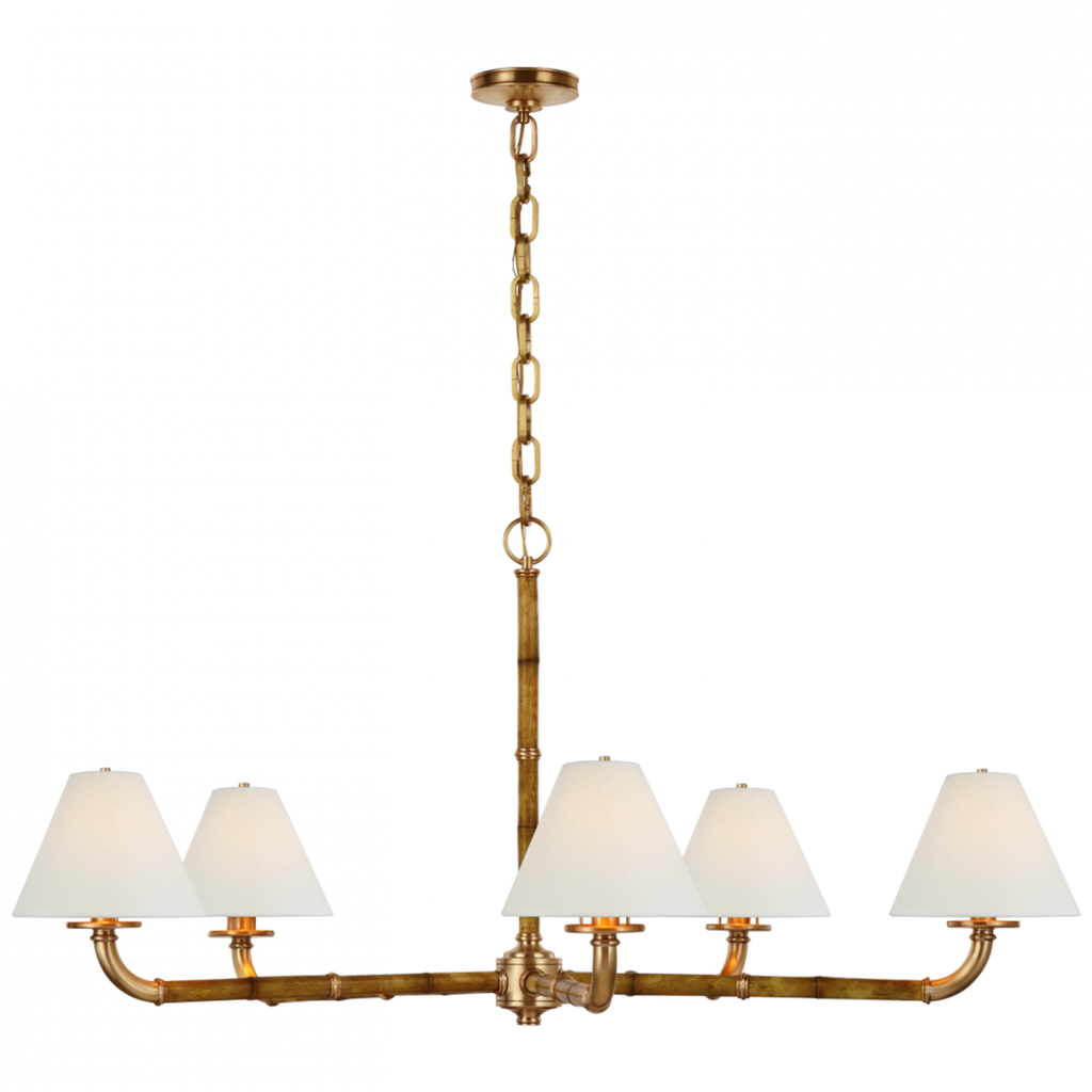 Dalfern Large Chandelier - Waxed Bamboo and Natural Brass