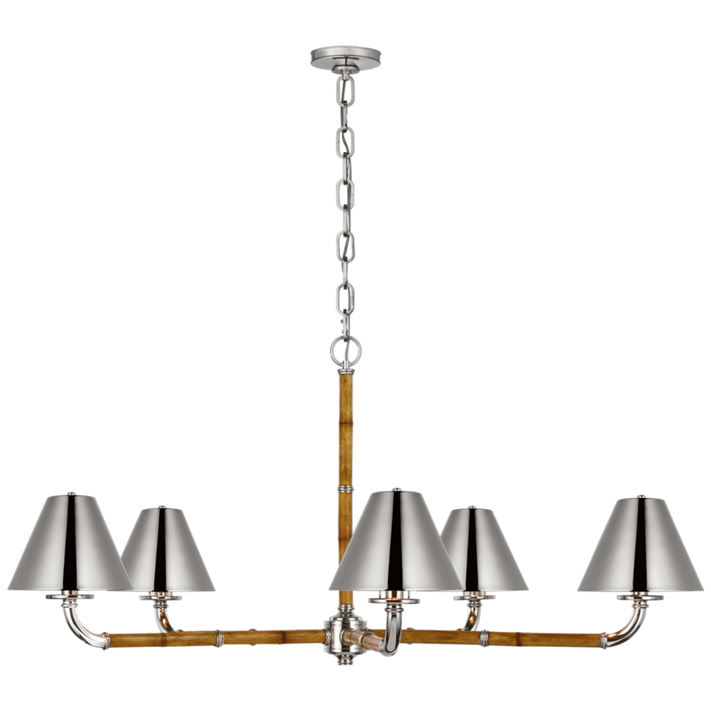 Dalfern Large Chandelier - Waxed Bamboo and Polished Nickel